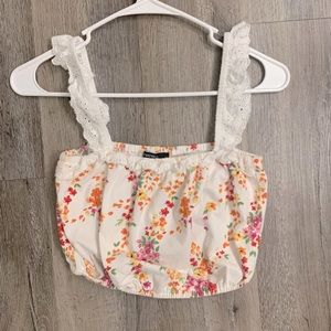 Forever 21 white floral lacy strap crop